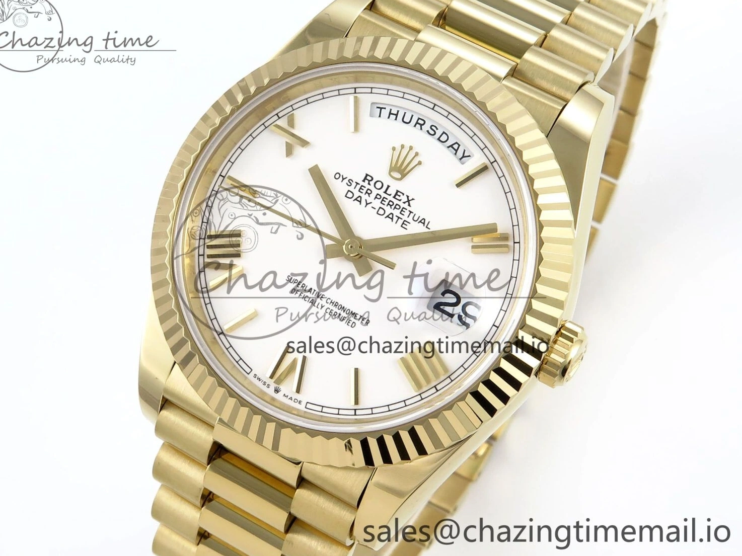 1223 WaterResistant Day Date 40 YG 228238 Noob 1:1 Best Edition White Roman Dial on President Bracelet A2836 (Gain Weight) 795